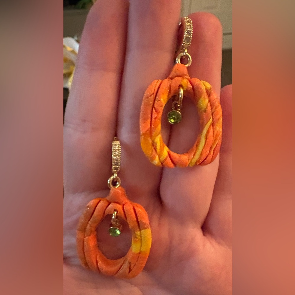 Marbled Pumpkin Polymer Clay Earrings